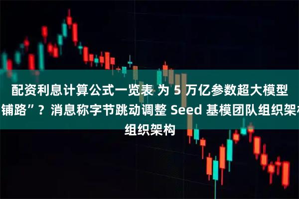 配资利息计算公式一览表 为 5 万亿参数超大模型“铺路”？消息称字节跳动调整 Seed 基模团队组织架构